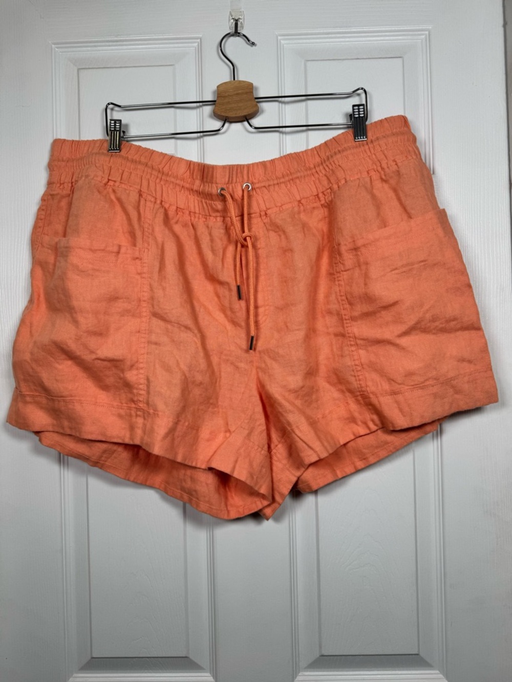 Athleta Cabo Linen 4” Shorts Orange Coral NWT Plus Size 22